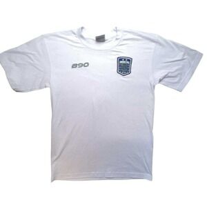 B90 Pro Athletic Soccer T-Shirt White Blue Graphic Tee Men's‎ Size M